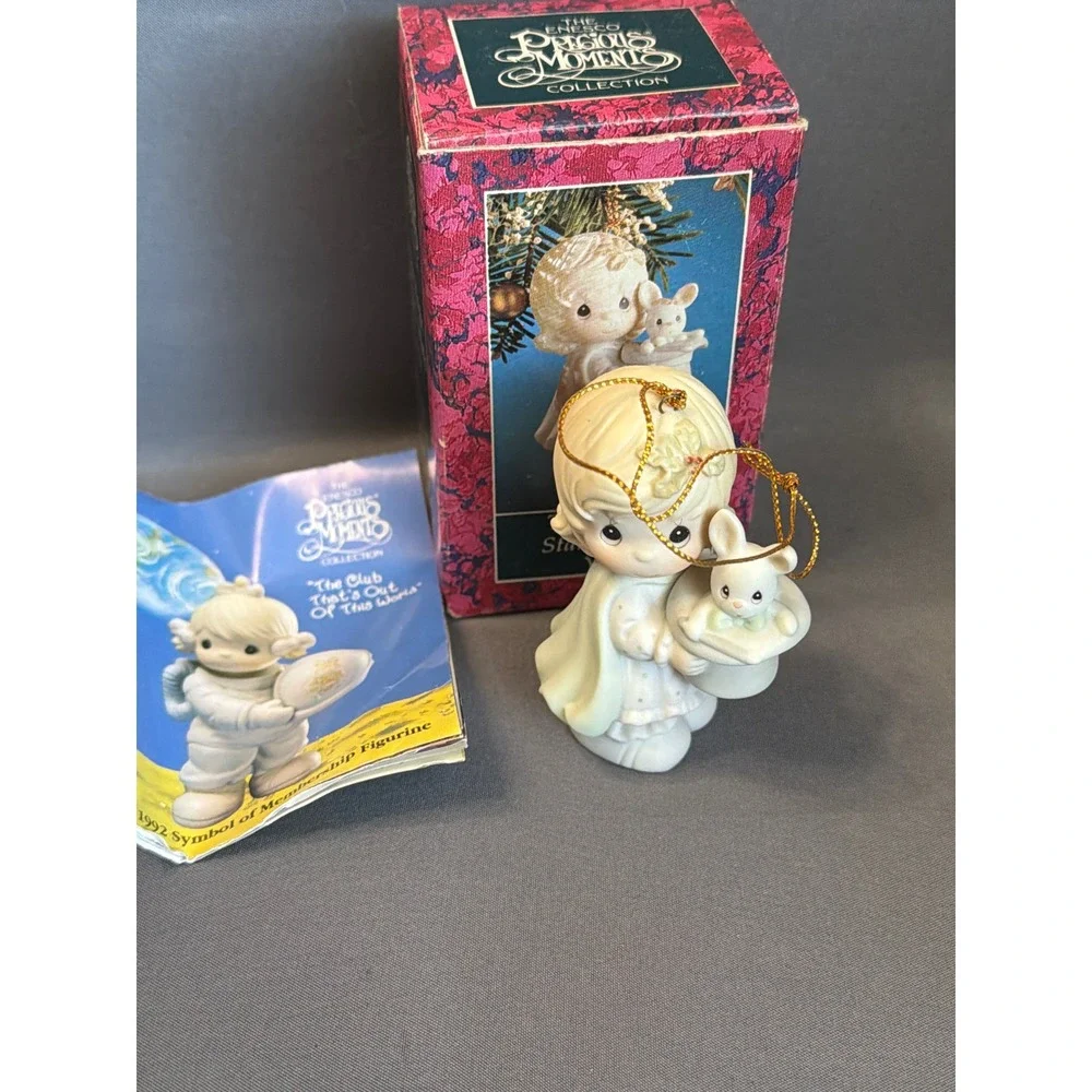 Precious Moments Star Bright Ornament Figurine 1992 Enesco 529648 Rabbit in Hat
